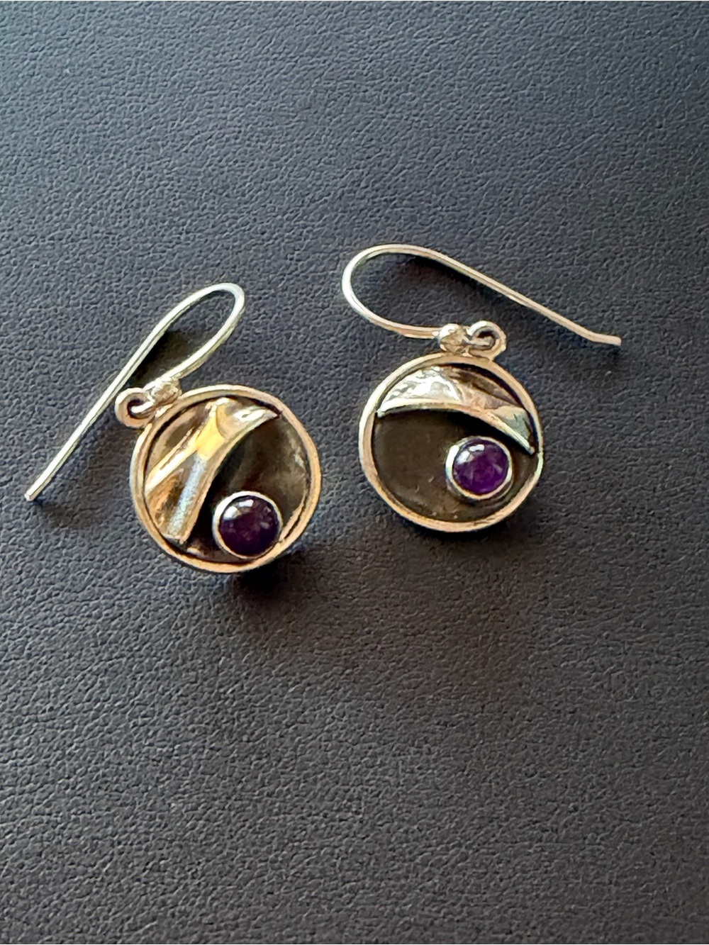 Taxco Alon Diller Design 950 Sterling & Amethyst Dangle Earrings Novica